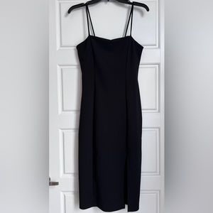 Black Midi Dress- Fitted with Slit on leg
